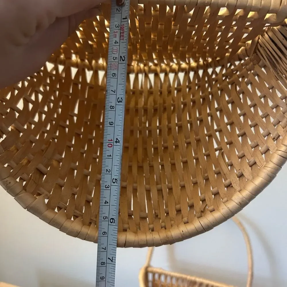 2 - Woven Wall Baskets with Handle - Natural